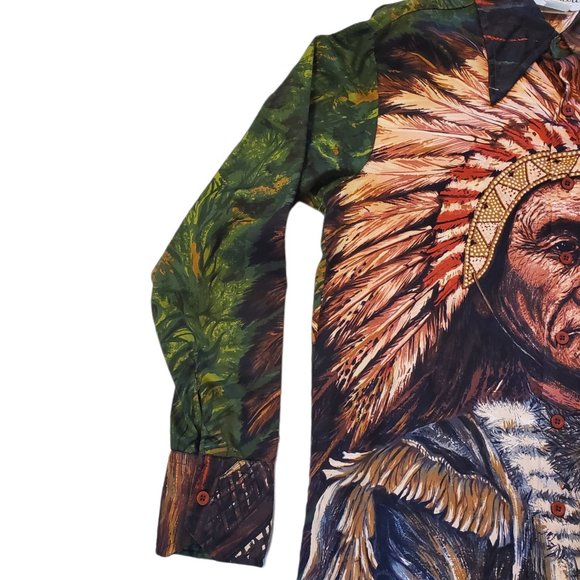 Rare Vintage NINO MORI Native American Button Up Shirt Size M - Picture 4 of 12
